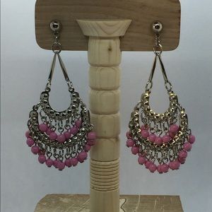 Silver pastel pink earrings